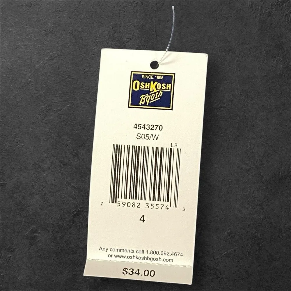 OshKosh B'gosh‎ Blue Denim Carpenter Jeans Boys Size 4 NWT MSRP $34